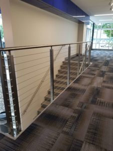 CIRCUM Square balustrade side mounted with stainless steel cable infill rails