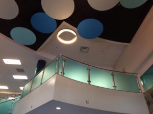 Circum round balustrade with frosted glass panels