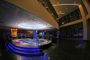 Circum round curved glass balustrade at One World trade Center