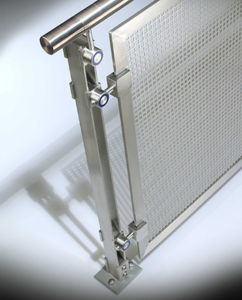 inox handrail with stainless steel top rail & perforated stainless steel infill panels